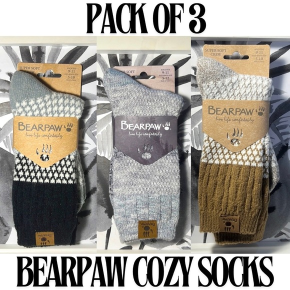 NWT Pack of 3, BearPaw Cozy Socks! - Picture 1 of 5